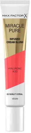Max Factor Miracle Pure Cream Blush 02 Sunlit Coral, feuchtigkeitsspendend, aufpolstert & hydratisiert, baubarer Glanz, angereichert mit Hyaluronsäure & Squalen, frisch & gesund aussehende Haut, 100%