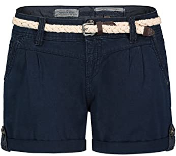 Eight 2 Nine Damen Chino Shorts Hose mit Flecht-Gürtel