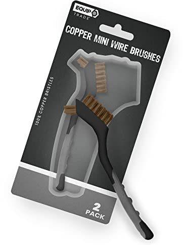 COPPER Mini Wire Brush | Scraper Set | Straight 100% Copper Bristles | Built in Handy Tip | 2 Pack
