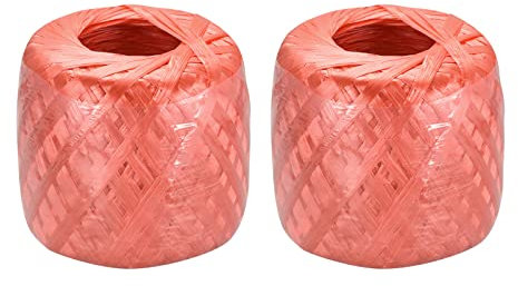 sourcing map Poliéster Nylon Plástico Cuerda Cordel Doméstico Atado para Embalaje Jardinería Artesanía, 200m Longitud, Rojo Paquete de 2