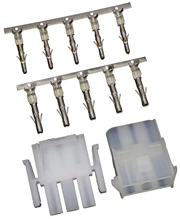 Komodo Electronics 63080 6.35mm 3-pin Wire-to-Wire Crimp Connector Plug + Wire Socket + Crimps, Pack of 5 Compatible With Molex MLX Power