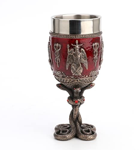 Veronese Design 6 7/8 Inch Baphomet Crimson Jeweled Serpent Chalice Stainless Steel Tumbler