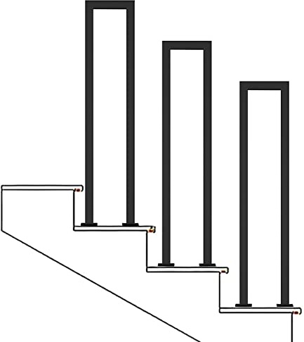 Transitional Stair Railings for Concrete Steps or Wooden Stairs, Safety Non-Slip Handrail Balustrade Fits 1 Step Hand Rail for Terrace Decking, Wrought Iron (Size : 65cm(2.1ft))