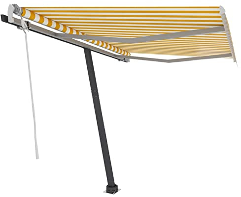 Gelenkarmmarkise Einziehbar mit LED, Chusui Balkon Markise, Sonnenschutz, Balkon überdachung, Terrassen-markisen, Sonnenmarkise, 300x250 cm Gelb und Weiß