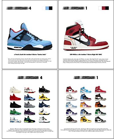 CREAARO Hypebeast Sneaker-Poster, ungerahmt, Michael Jordan, Hypebeast, Raumdekoration, Schuhe für Teenager, Jungen, Männer, Raumdekoration, 4 Stück, 20,3 x 30,5 cm