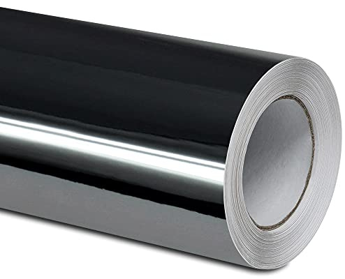 Folindo® Schwarz Chrom Autofolie (13€/m²) | 100 x 152 cm | Selbstklebende Luftkanal 3D Folie zur Auto Folierung | Blasenfrei