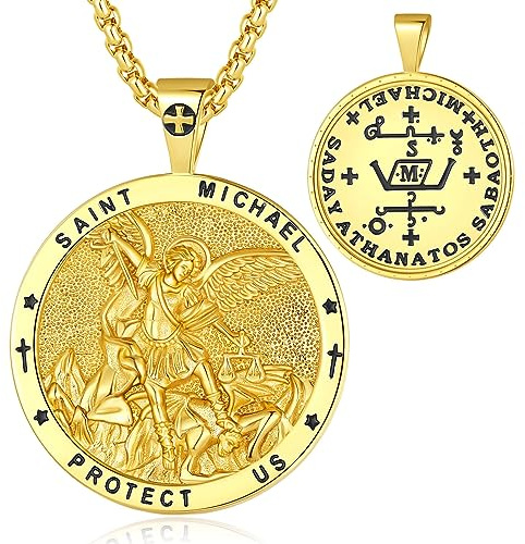 EUDORA Harmony Ball Sterling Silber 925 Kreuz Kette Heilige Christophorus Benedikt Maria Wundertätige Medaille Erzengel Medaille Gabriel Metatron Siegel der 7 Erzengel für Damen Herren Frauen