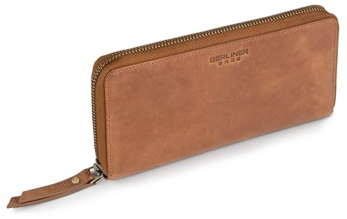 Berliner Bags Vintage Geldbörse Margo, Große Portemonnaie aus Leder, Geldbeutel mit TÜV-geprüftem RFID-Schutz, inkl. Geschenk-Box, für Damen - Braun