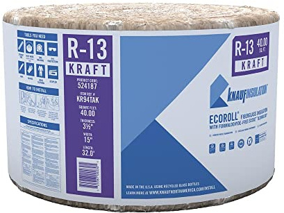 2 Pack R-13 EcoRoll ECO-Friendly 15inch Wide Kraft Faced Fiberglass Insulation Roll 3-1/2 x 15 x 32' 40 *(Packed by Eagle Electronics)