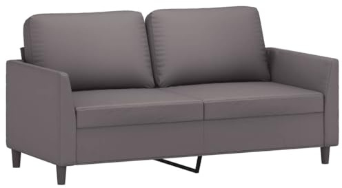 vidaXL Canapé à 2 Places, Causeuse avec Oreillers, Canapé Rembourré avec Accoudoirs et Dossier, Meuble de Salon, Moderne, Gris Similicuir