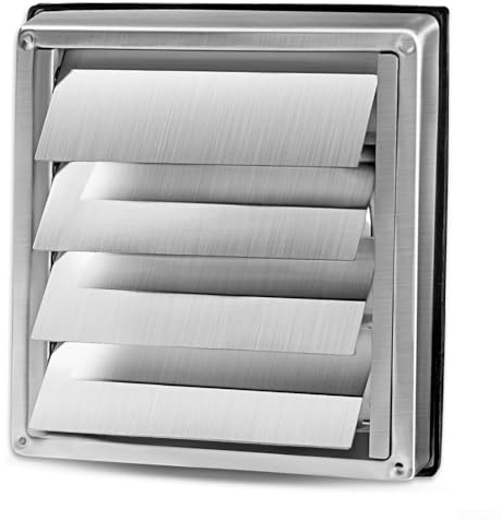 Grille d'aération externe pour sèche-linge - En acier inoxydable - Avec persienne anti-retour - 125 mm