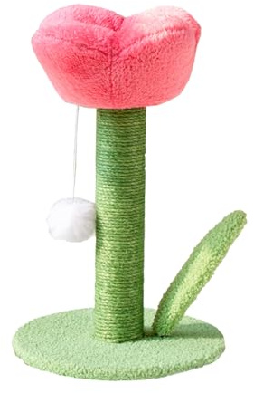 Xafrstyu Kratzpsäulen für Katzen, 40 cm Niedlicher Katzenbaum, Blumen-Katzenturm mit Kratzbaum, Sisalstamm für Indoor-Katzen (Rosa)