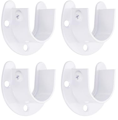 QUARKZMAN Soporte de Barra de Armario U-Forma Varilla Acero Inoxidable Blanco, 1 Pulgada Diámetro, 4 Unidades