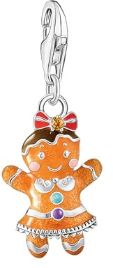 THOMAS SABO Lebkuchen-Mädchen Charm Silber Recyceltes 925 Silber, Geschwärzt, Kaltemail