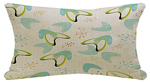 Cushion Covers Retro Bark Style Home Sketch Cloth Barkcloth Red 1950S Stylish Boomerangs Pattern Vintage Textures Pillow Protectors Soft Cushion Case Decorations Throw Pillow Case For 40x60cm