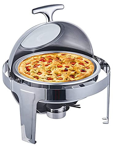 OWOHYG Speisenwärmer, Chafing Dish Edelstahl rund Chafing Dish Set Speisenwärmer Buffet, mit Speisenpfannen Brennstoffhalter(with Window)