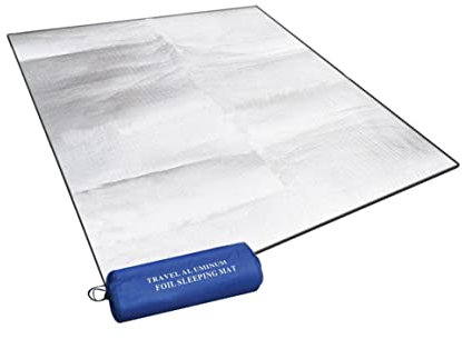 Aluminiumfoliematte 200 x 140 cm - Feuchtigkeitsbeständige Isomatte, Wärmeisolierter Outdoor-Schlafmatte für Picknickzelt, Strand und Camping