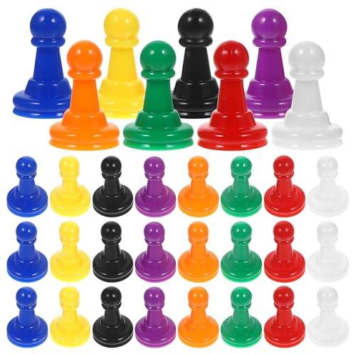 DECHOUS 32pcs Board Game Pieces, Coloured Pawns Plastic Board Game Markers Sequence Board Game Ludo Game Board Game Pawns Replacement