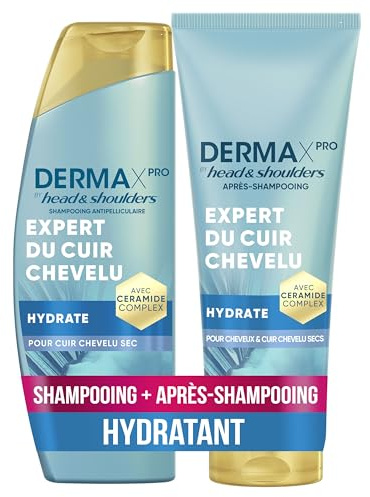 Head & Shoulders DermaXPro Hydrate Shampoing Antipelliculaire 250ml Après-Shampoing Léger 220ml À l'Huile de Noix de Coco et Complexe de Céramides, Pour Cuir Chevelu Sec