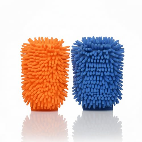 Raeyuan Car Wash Mitt - Premium Chenille Microfiber Wash Mitt for Car Cleaning, Scratch Free & Lint Free Washing Glove, Super Absorbent Noodle Sponge for Auto Detailing, SUV, Truck & Boat