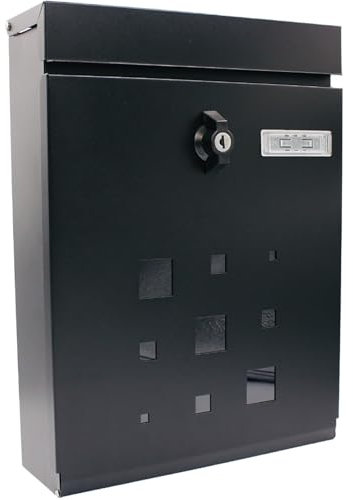 YCYRF Buzón de Pared, Panera Exterior para Llaves Práctico y Duradero con Ventanas Transparentes, Fácil Instalación, Buzones Adecuados para Casa o Apartamento 28x10x37cm(Black)