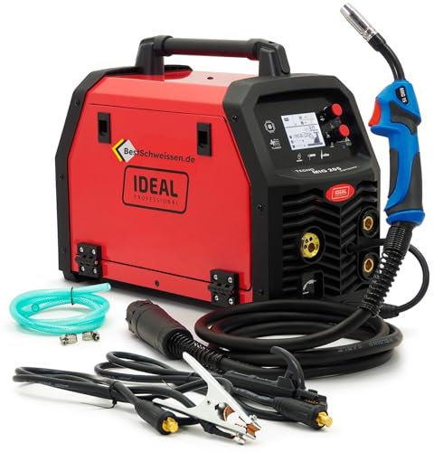 MIG MAG Poste à souder 200 A avec fil de remplissage sans fonction gaz - Inverter avec contrôle de synergie pour aluminium, acier inoxydable et CO2 - Poste à souder combinée pour MMA & FLUX - 230 V