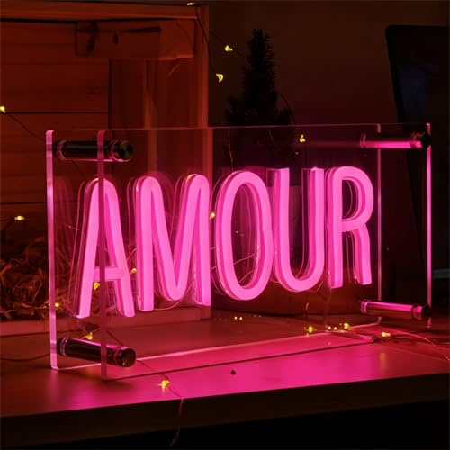Maimeili Amour LED Neon Acryl Lightbox Licht Up Buchstaben Neon Zeichen Box mit USB Home Schlafzimmer Schlafsaal Bar Coffee Shop Werkstatt Büro Tisch Party Wand Dekor