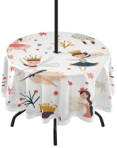 SKYSHU Nappe d'extérieur motif casse-noisette de dessin animé de 152,4 cm, imperméable, résistante aux taches, infroissable, lavable, avec trou de parasol et fermeture éclair pour terrasse, barbecue
