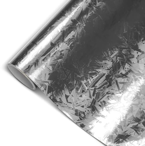 Forged Carbon Folie,Silber,150X30cm carbonfolie Auto,Glanz holografisches Chrom-Spiegel-Wrapping-Folie DIY-Autoaufkleber,Autowrap-Vinyl-Rollen für DIY-Nutzung,Foneso Selbstklebend Autofolie aus Vinyl