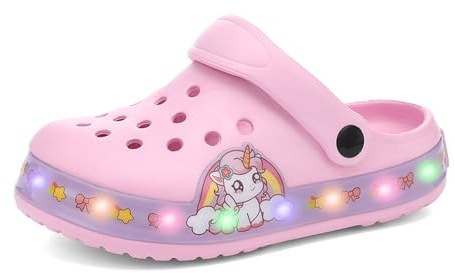 Enfants LED Sabots Garçons Chaussons Douceur Fille Chaussures de Plage Respirantes Sandales Légères Chaussures de Jardin Antidérapantes EU 24-35