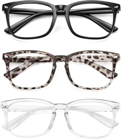 3Pcs Lightweight Blue Light Glasses, Blue Light Blocking Glasses, Fashion Glasses, Filter UV Anti Eyestrain Reading Glasses for Women, Anti Glare Computer Screen Gaming Glasses for Women and Men(1.0)