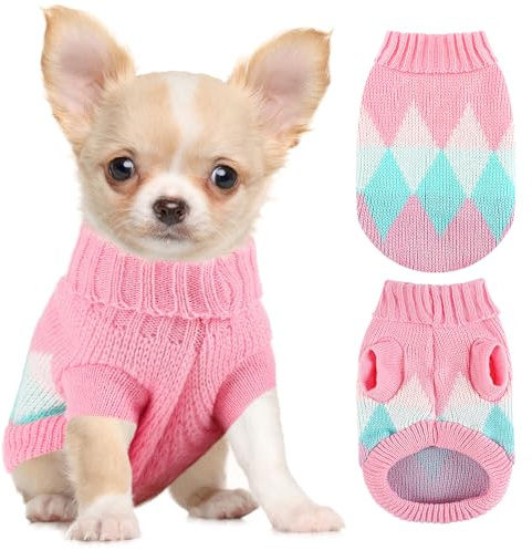 XS Hundepullover, Gestrickter Chihuahua-Pullover Yorkie Teacup Dackel, Hundepullover für kleine Hunde Mädchen Männlich Herbst Winter Welpen Katzen Pullover（X-Small）
