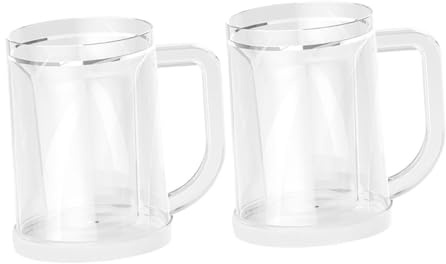 BAZEITFLOW 2 Piezas Taza Transparente para Congelador Tazas Heladas para Bebidas Frías para Cerveza Té y Helado Verano Accesorios para Reuniones de Verano