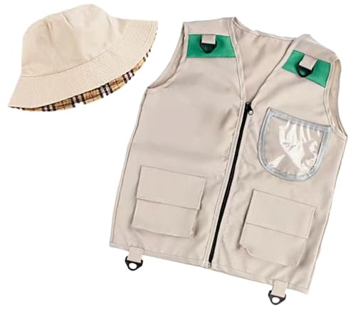 Générique Gilet De Pêche Enfant - Vestiaire Lavable avec Chapeau pour Tout-Petit - Jouets Sportifs Extérieurs pour Exploration en Plein Air Zoo Randonnée