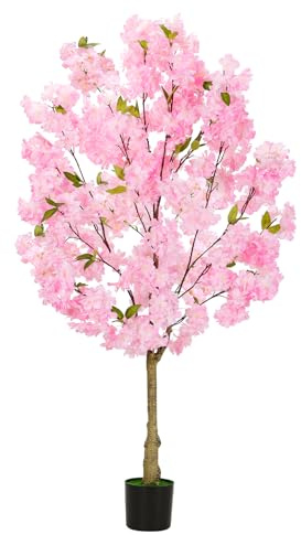 ABQ Kunstpflanze Kirschblütenbaum, 120 cm Künstliche Pflanzen Kunstpflanzen Kunstbaum Künstlicher Baum Sakura Baum Kirschblüten Deko Frühlingsdeko