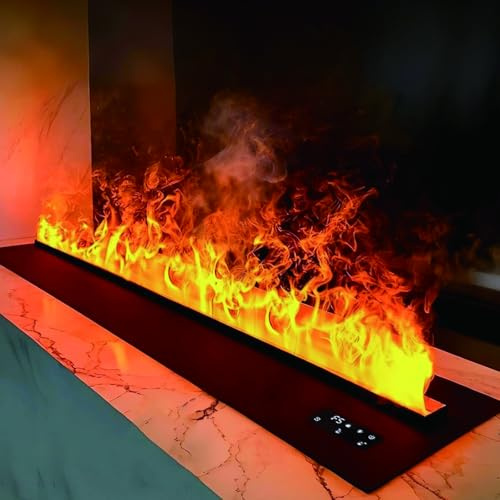 Chimenea 3D De Vapor De Agua, Chimenea Atomizada con Llama LED Multicolor Ajustable, Llenado Automático De Agua, Control Remoto & Táctil, para Hogar, Dormitorio & Sala De Estar 100cm