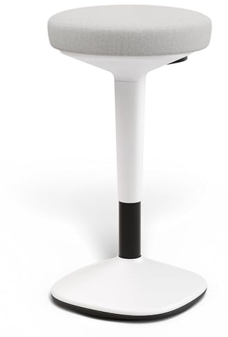 Desktronic Ergonomischer Stehhocker höhenverstellbar (57–82 cm) – Wackelhocker 37 cm Durchmesser, 360° Wackel-/Drehbasis, Komfort-Sitz, rutschfest, bis 120 kg