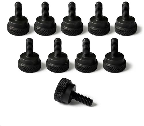 PrecisionGeek® M5 Rändelschrauben mit Schulter – Werkzeuglose Schrauben für Mechanik, DIY & Elektronik (Schwarzstahl schwarz oxidiert – Set mit 10 Stück)
