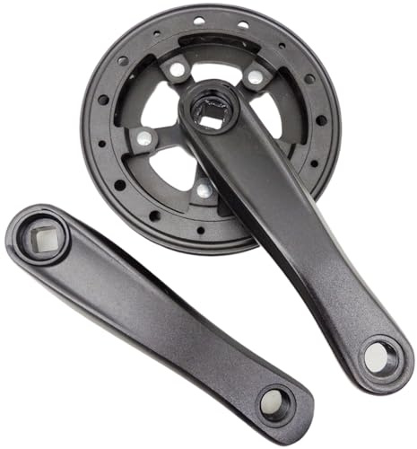 Homeponnew Aluminium für Fahrrad-Kurbelgarnitur mit 28T/30T/32T Kettenblatt, 140 mm quadratische Kegelkurbel für Jugend- und Falträder, 28T