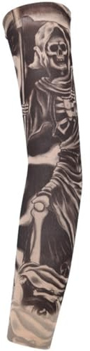 CTIRCHIU Mangas de Tatuaje Temporales Elásticas Protección Solar UV para Ciclismo y Deportes al Aire Libre, 5 Piezas Diseños Realistas (dragón, Esqueleto, Sol, Fuego) Unisex Talla Única