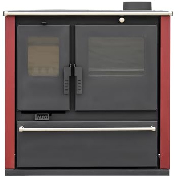 ALAZ GP8M Plus INOX kamin 8 kW med bakfack, vinröd