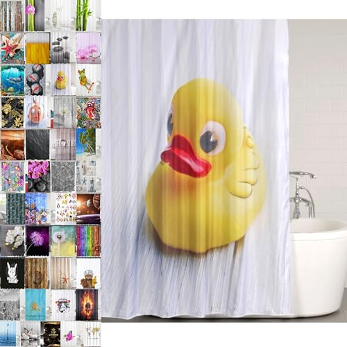 Sanilo Duschvorhang, viele schöne Duschvorhänge zur Auswahl, hochwertige Qualität, inkl. 12 Ringe, wasserdicht, Anti-Schimmel-Effekt (Ente, 180 x 200 cm)