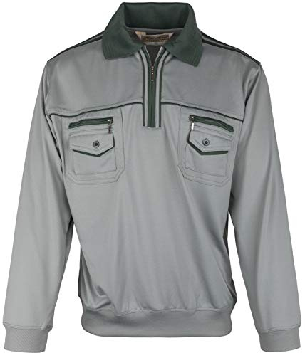 SOUNON Langarm-Poloshirt für Herren Grau (M1), Groesse: 3XL