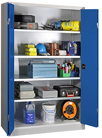 Pavoy | Falttürenschrank | Höhe 1950 mm | Breite 1200 mm | Tiefe 600 mm | grau/blau