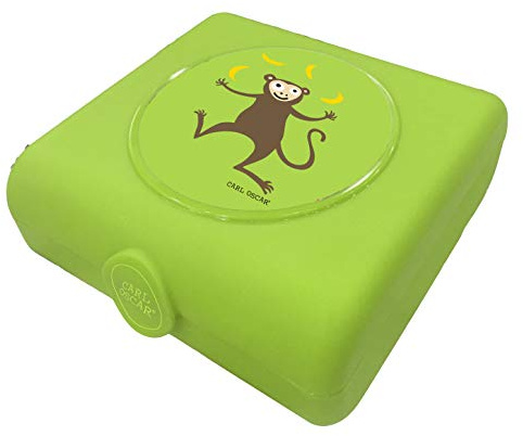 Carl Oscar Scatola per merenda per Bambini Lunchbox Box per Sandwich Privo di plastica e BPA - Perfetto per l‘Asilo, Scuola, in gita o in Viaggio, Lime, 14.5 x 13.8 x 5.3 cm