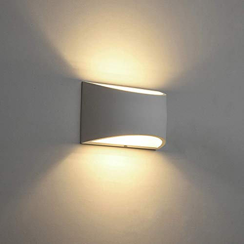 Eurekaled - Applique in Gesso Ceramico Semiovale - Attacco G9 - Lampada da muro per spazi interni, camera, corridoio, soggiorno - Lampadina intercambiabile - Verniciabile - Design Moderno