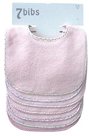 Bavaglini assorbenti a doppio strato, per bebè, in cotone (7 pezzi) (pink-waterproof)