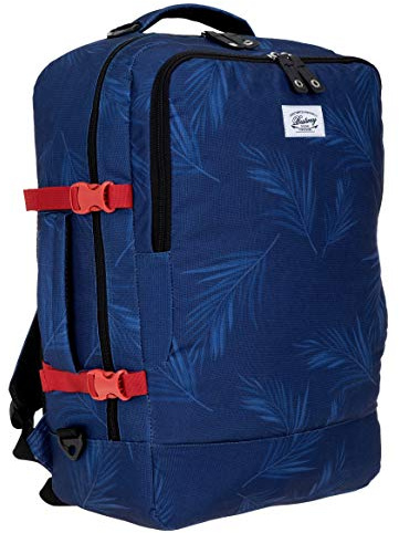 Bestway Cabin 40223 Retro Reiserucksack Kabinenrucksack Leichtgepäck Rucksack + Koffergurt (Blue Leaf 5003)