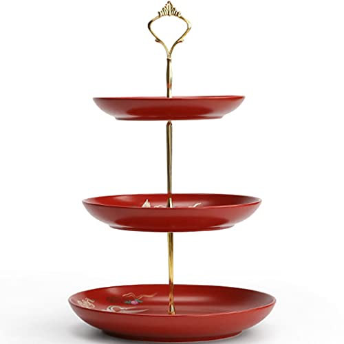 ZYCSKTL Supporto da Dessert,Alzata per Dolci in Ceramica A 2/3 Strati per Festa di Compleanno, Cremagliera del Vassoio della Frutta della Pasticceria Dipinta Arte del Ristorante