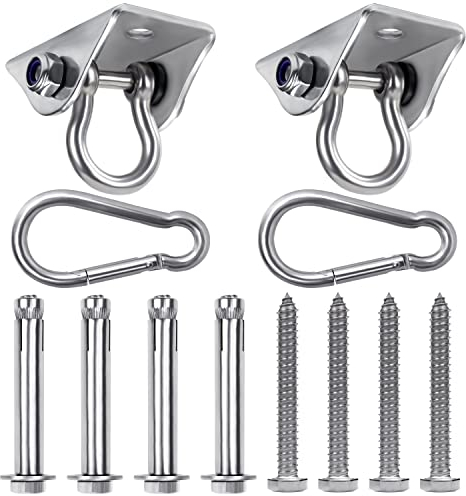 BELLE VOUS Schwerlast Schaukel Befestigung (2 Stk) - Edelstahl Schwerlast Deckenhaken mit Schrauben - 450 kg Tragfähigkeit - Befestigung für Hängesessel, Beton, Holzbalken, Schaukel & Sandsack